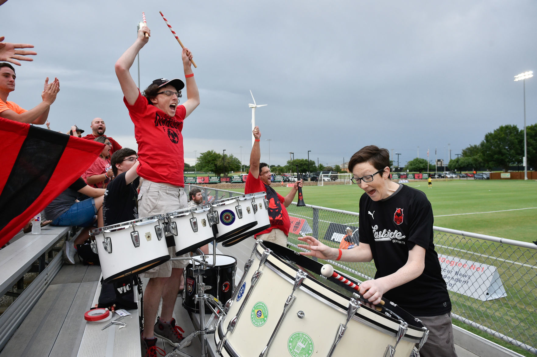 Percussionists cheering